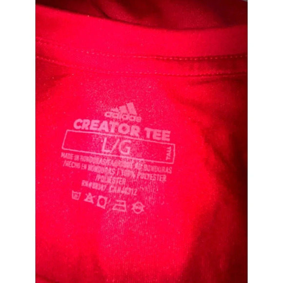 Adidas Womens Graphic Tee Shirt Red Size L Flaw Small Hole - Picture 3 of 6